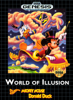 Capa de World of Illusion starring Mickey Mouse and Donald Duck